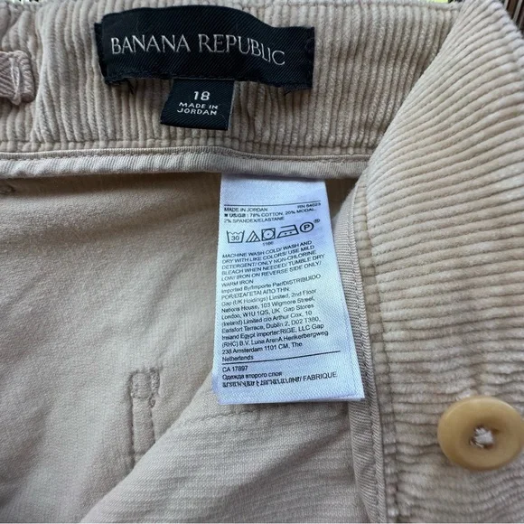 Banana Republic Khaki Corduroy Jogger Pants Preppy Zip Soft Luxe Comfort Sz 18 - Picture 6 of 10